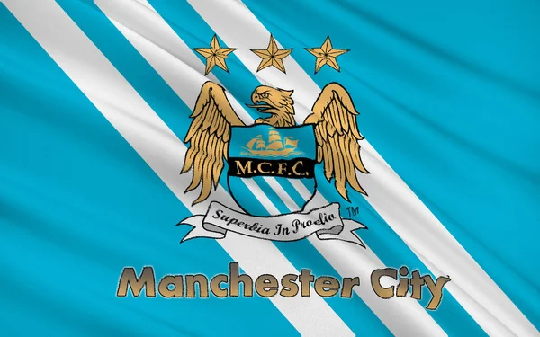 Vlag Voetbalclub Manchester City Engeland — Stockfoto