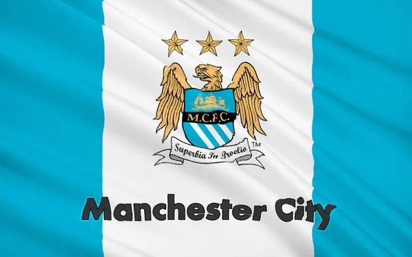 Vlag Voetbalclub Manchester City Engeland — Stockfoto