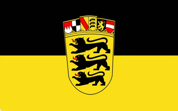 Σημαία Της Βάδης Βυρτεμβέργης Της Γερμανίας Πρωτεύουσα Πόλη Της Στουτγάρδης — Φωτογραφία Αρχείου