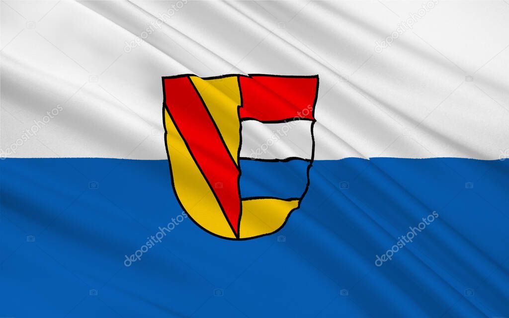 Flag of Pforzheim is a town of Baden-Wuerttemberg, in the southwest of Germany. 3d illustration