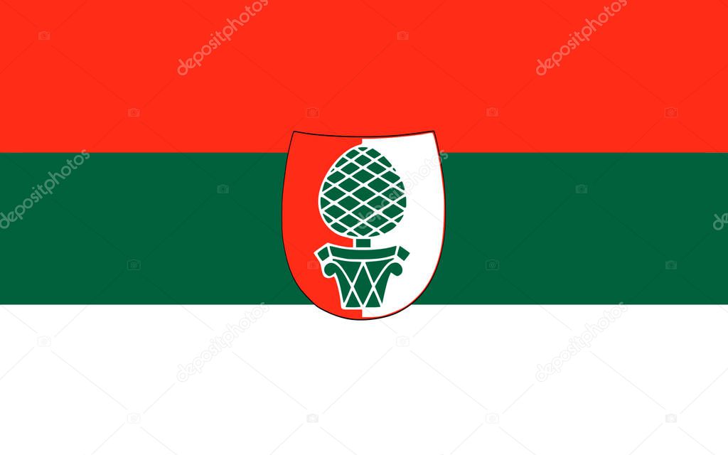 Flag of Augsburg is a city in Swabia, Bavaria, Germany. 3d illustration