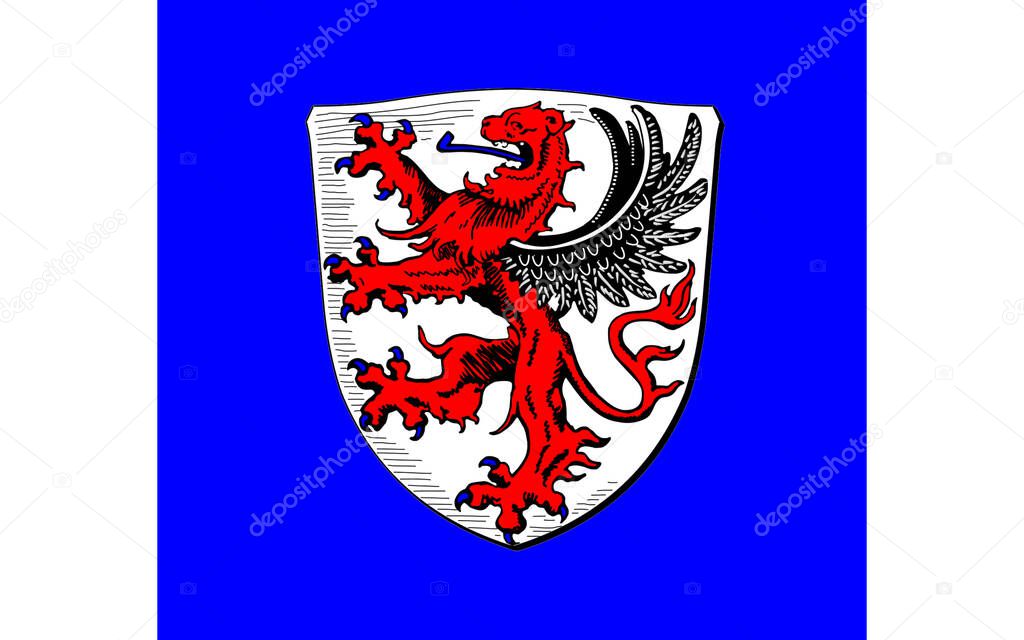Flag of Giessen is a town of Hessen, Germany. 3d illustration