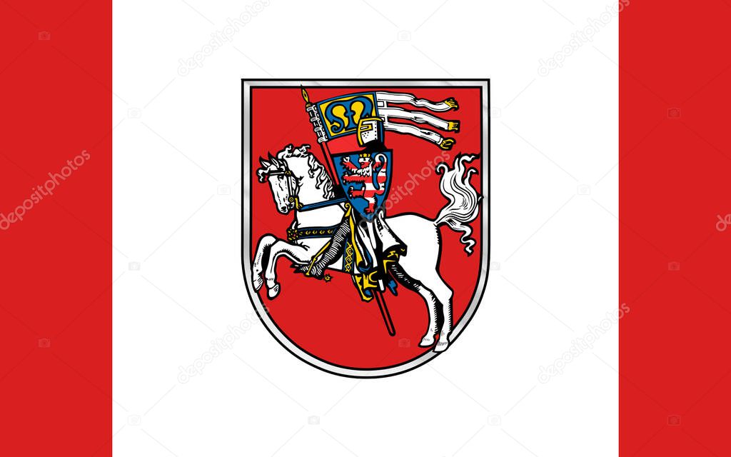 Flag of Marburg is a university town in the Hessen, Germany. 3d illustration