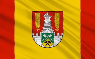 Salzgitter bayrağı, Almanya 'nın Aşağı Saksonya eyaletinde yer alan bir şehirdir. 3d illüstrasyon