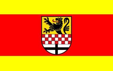 Markischer Kreis bayrağı, Almanya 'da Kuzey Ren-Vestfalya eyaletinde yer alan bir şehirdir. 3d illüstrasyon