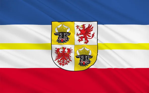 梅克伦堡 西波美拉尼亚旗 Flag Mecklenburg Western Pomerania 是德国北部的联邦州 3D说明 — 图库照片