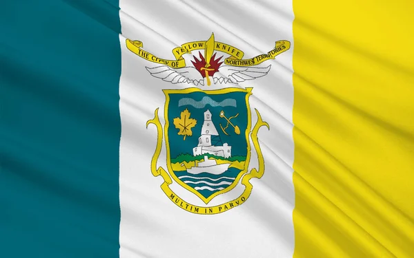 Flaga Yellowknife Jest Stolicą Największą Społecznością Terytoriów Północno Zachodnich Lub — Zdjęcie stockowe