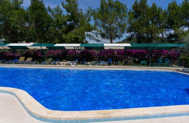 Kanakli, Alanya, Türkiye - 20 Mayıs 2018: Alanya 'daki Larissa Green Hill Sahili Bölgesi