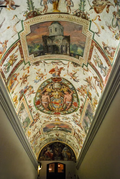 Roma Itália Outubro 2009 Teto Pintado Galeria Arte Vaticano Roma — Fotografia de Stock
