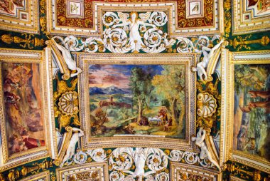 Roma, İtalya - 09 Ekim 2009: İtalya 'nın Vatikan kentindeki Belvedere Avlusunun batı yakasında yer alan Coğrafi Haritalar Galerisi.