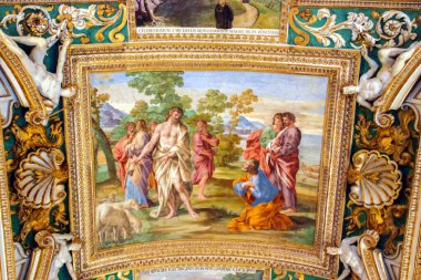 Roma, İtalya - 09 Ekim 2009: İtalya 'nın Vatikan kentindeki Belvedere Avlusunun batı yakasında yer alan Coğrafi Haritalar Galerisi.