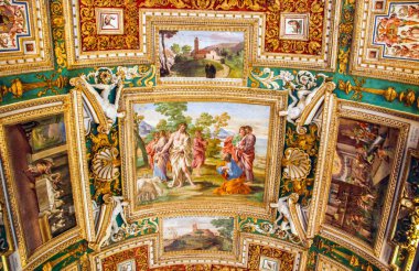 Roma, İtalya - 09 Ekim 2009: İtalya 'nın Vatikan kentindeki Belvedere Avlusunun batı yakasında yer alan Coğrafi Haritalar Galerisi.