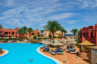 Sharm El Sheikh, Mısır - 17 Nisan 2014: Sharm el Sheikh of Egypt 'da Deniz Yaşamı Oteli Bölgesi (Sea Group)