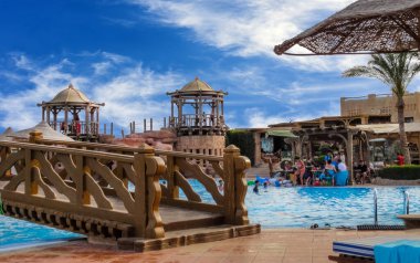 Sharm El Sheikh, Mısır - 17 Nisan 2014: Sharm el Sheikh of Egypt 'da Deniz Yaşamı Oteli Bölgesi (Sea Group)