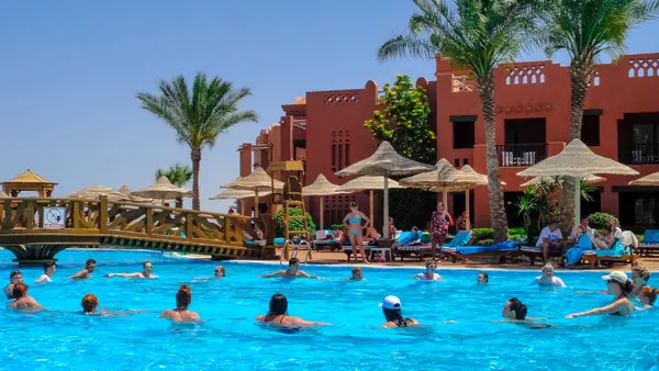 Sharm Sheikh Egypte April 2014 Animatieprogramma Aqua Aerobics Het Zwembad — Stockfoto