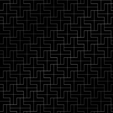 Soyut yinelenen artı desen renk siyah arka plan üzerine geometrik gümüş. Vektör çizim