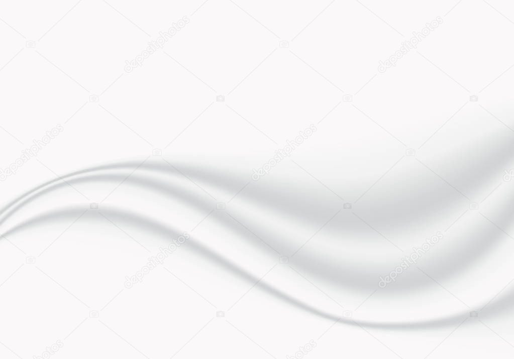 Abstract white cloth smooth soft wave with copy space background and texture. Vector illustration