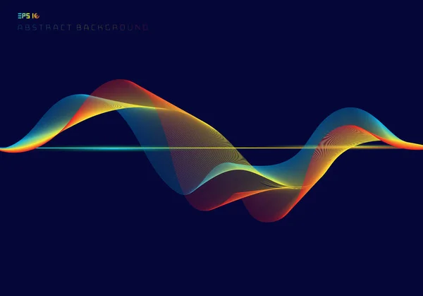 Abstract Colorful Digital Equalizer Wave Lines Dark Blue Background Technology — Stock Vector