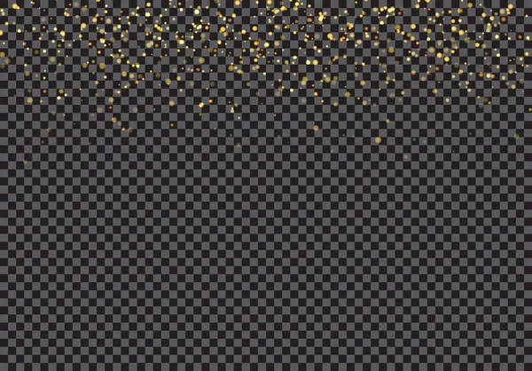 Gold falling glitter particles effect on transparent background. Space star dust trail sparkling . Luxury greeting rich card. Vector illustration