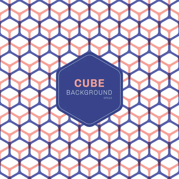 Αφηρημένο Μπλε Και Ροζ Γεωμετρικά Κύβος Μοτίβο Εξαγώνων Άσπρο Φόντο — Διανυσματικό Αρχείο