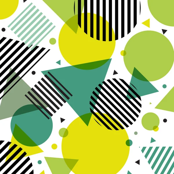 Abstracte Groene Natuur Moderne Mode Cirkels Driehoeken Patroon Met Zwarte — Stockvector