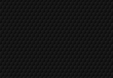 Soyut siyah altıgen kabartmalı desen koyu arka planı ve doku. Lüks stil. Vektör çizim