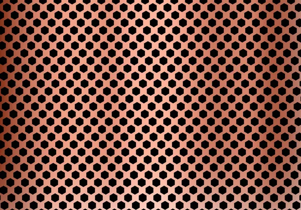 抽象的な銅の金属の背景は六角形パターン テクスチャから作られました 幾何学的な黒と赤 ベクトル図 — ストックベクタ