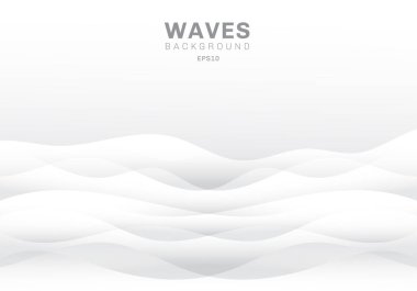 Soyut Beyaz arka plan ve doku kopya alanı ile dalgalar. Pürüzsüz dalgalı doğa. Vektör çizim
