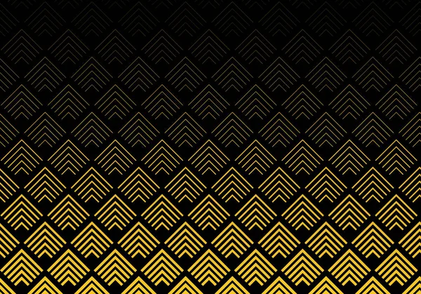 Padrão Linhas Chevron Cor Ouro Abstrato Sobre Fundo Preto Traçado — Vetor de Stock