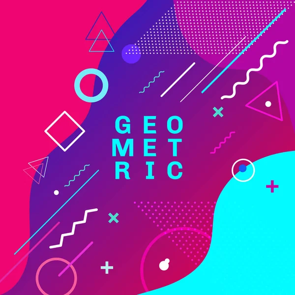Renkli geometrik şekiller ve formlar trendy moda memphis tarzı kartı tasarım arka plan. Afiş, broşür, düzen, şablon ya da sunum için kullanabilirsiniz. Vektör çizim