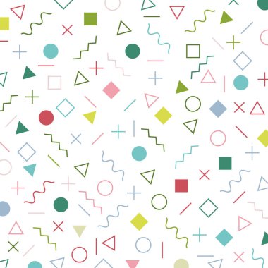 Renkli geometrik öğeleri memphis tarzı desen dönemi 80 's -