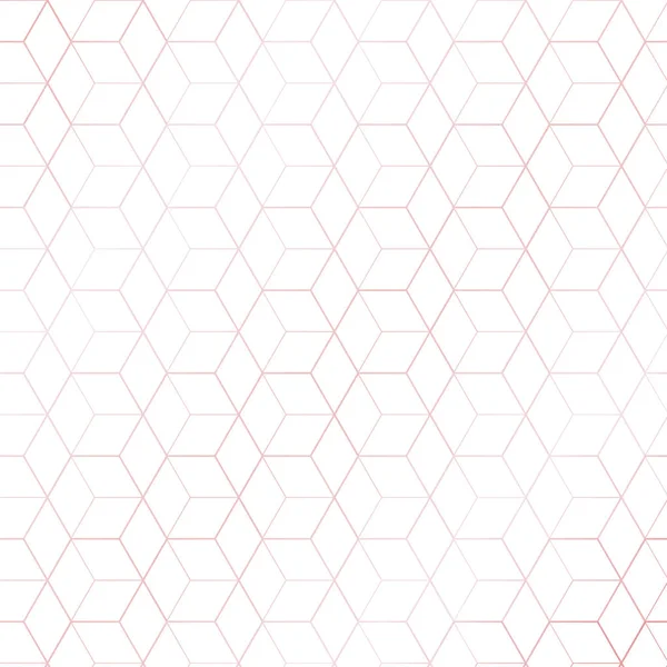 Roségold geometrische Sechsecke oder Würfelumrisse Muster auf weißem Ba — Stockvektor