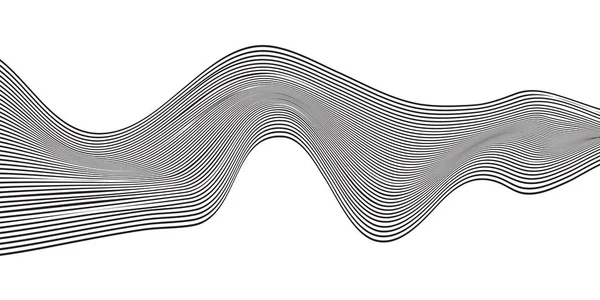 Abstraktní černá vlna zakřivené linie horizontální pruhy izolované na wh — Stockový vektor