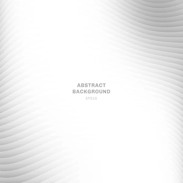 Curva de onda abstracta rayada en capas blanco y gris gradiente colo — Vector de stock