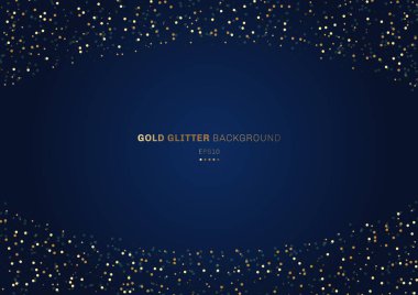 Altın glitter daireler alanı ile koyu mavi arka plan üzerinde şenlikli 