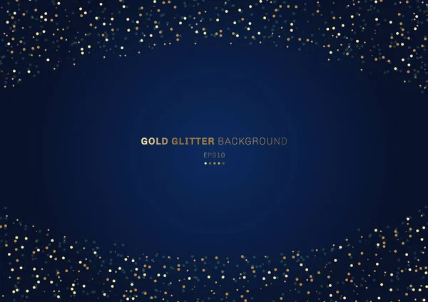 Altın glitter daireler alanı ile koyu mavi arka plan üzerinde şenlikli — Stok Vektör
