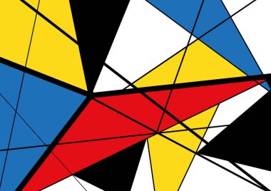 Soyut üçgenler geometrik renkli desen. Mondrian tarzı.