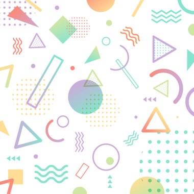 Soyut desenli pastel renk geometrik şekiller elementler memphis 