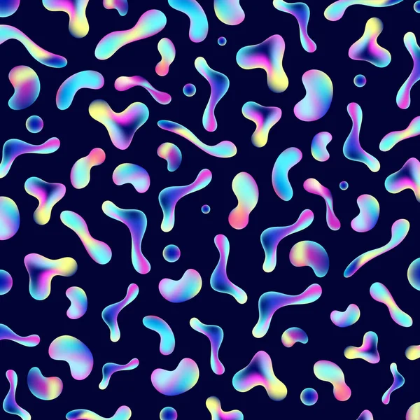 Abstract Trendy Neon Gradient Color Fluid Shape Elements Pattern Dark — Stock Vector
