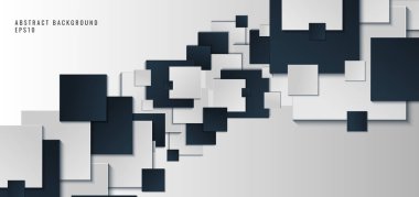 Şablon afiş web tasarımı arka plan mavi ve beyaz kare şeklinde ve gölgeli. Vektör illüstrasyonu