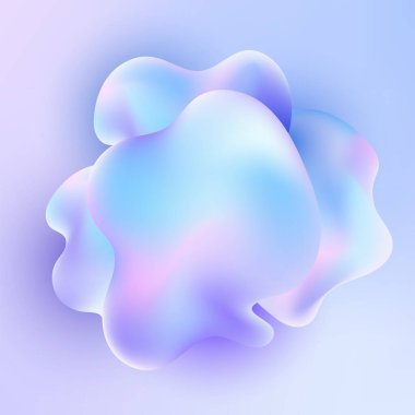 3 boyutlu sıvı ya da sıvı akışkan şekil tasarım elementi holografik arka plan. Vektör illüstrasyonu