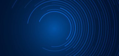 Soyut teknoloji fütüristik konsept mavi dairesel çizgiler banner tasarım bağlantısı. Vektör illüstrasyonu