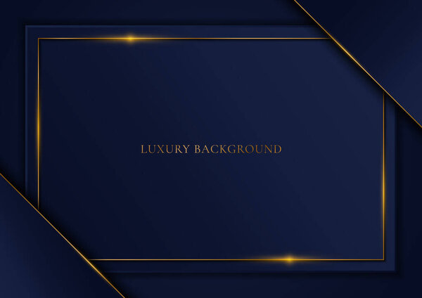 Blue template triangle and gold frame background luxury style. Vector illustration