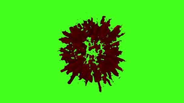 赤いペンキや血の飛沫 グリーンスクリーン フルHd ハロウィーン背景 — ストック動画