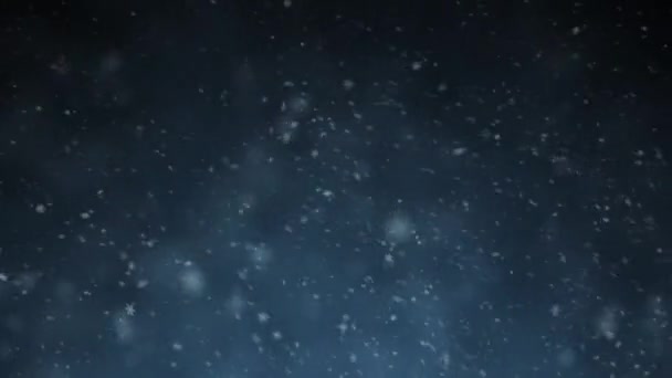 ストックビデオ 雪の落下 吹雪の中で濃い雪片 ループモーション 背景休日の冬 — ストック動画