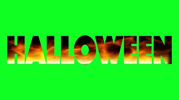 Halloween,word,burning,greeting slogan,green,screen,october,scar — Stock Photo, Image