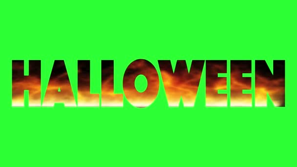 Nápis Oheň Nápisem Halloween Hoří Koncept Hrůzy Smyčka Otevření Animace — Stock video