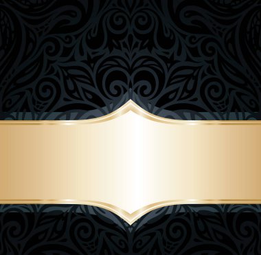 Dekoratif siyah ve altın çiçek lüks duvar kağıdı arka plan tasarımı