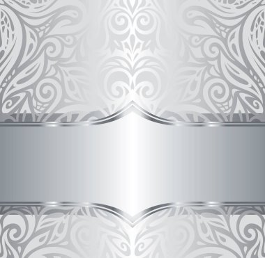 Gümüş parlak çiçek vintage desenli duvar kağıdı arka plan tasarımı