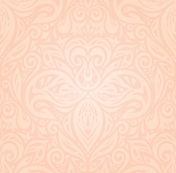 Retro Floral Pale Ecru Decorativo Vetor Padrão Papel Parede Design — Vetor de Stock